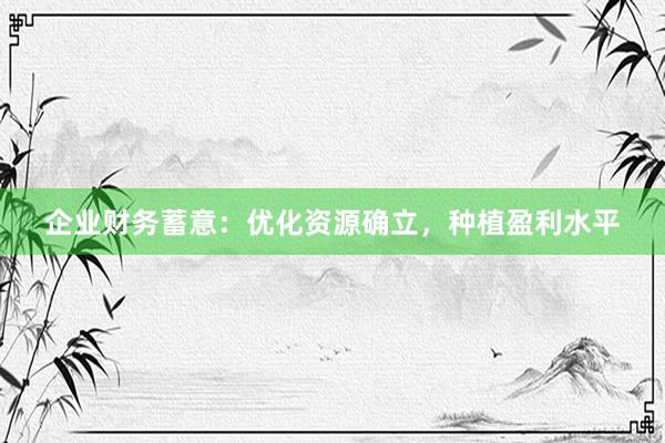 企业财务蓄意：优化资源确立，种植盈利水平